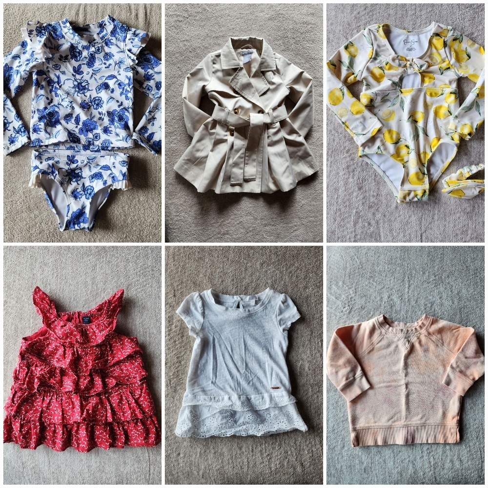 2T Girls Lot Janie & Jack Jessica Simpson Swimsuit Tahari Rain Coat Cat & Jack